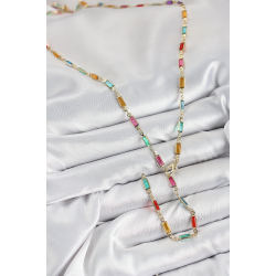 Mey İthalat® Pirinç Renkli Zirkon Taşlı Dikdörtgen Model Gold Renk Kadın Y Kolye