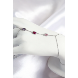 Mey İthalat® Pirinç Renkli Zirkon Taşlı Dikdörtgen Model Gümüş Renk Kadın Şahmeran