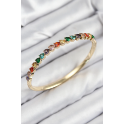 Mey İthalat® Pirinç Renkli Zirkon Taşlı Kalp Model Gold Renk Kadın Kelepçe