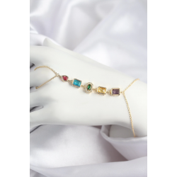 Mey İthalat® Pirinç Renkli Zirkon Taşlı Model Gold Renk Şahmeran