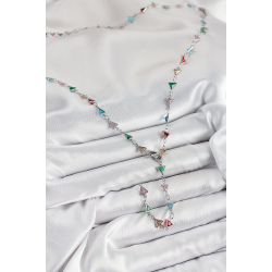 Mey İthalat® Pirinç Renkli Zirkon Taşlı Üçgen Model Gümüş Renk Kadın Y Kolye