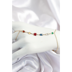 Mey İthalat® Pirinç Renkli Zirkon Taşlı Y Model Gold Renk Kadın Şahmeran