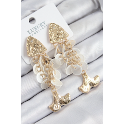 Mey İthalat® Pirinç Sallantılı Sedefli Balık Model Gold Renk Kadın Küpe
