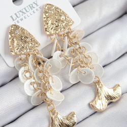 Mey İthalat® Pirinç Sallantılı Sedefli Balık Model Gold Renk Kadın Küpe