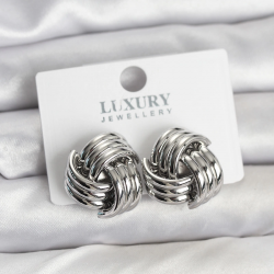 Mey İthalat® Pirinç Sarmal Gümüş Renk Kadın Küpe