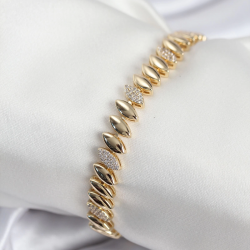 Mey İthalat® Pirinç VIP Seri Gold Renk Arpa Model Kadın Bileklik