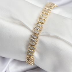 Mey İthalat® Pirinç VIP Seri Gold Renk Oval Sıralı Kadın Bileklik