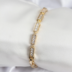 Mey İthalat® Pirinç VIP Seri Gold Renk Parçalı Model Kadın Bileklik