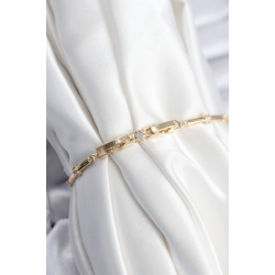 Mey İthalat® Pirinç VIP Seri Gold Renk Parçalı Model Zirkon Taşlı Kadın Bileklik