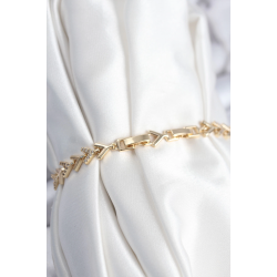 Mey İthalat® Pirinç VIP Seri Gold Zirkon Taşlı Balık Sırtı Model Kadın Bileklik