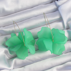 Mey İthalat® Pirinç Yeşil Renkli Flora Küpe