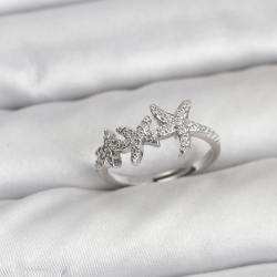 Mey İthalat® Pirinç Yıldız Model Gümüş Renk Kadın Yüzük