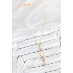 Mey İthalat® Pirinç Zincir Sarı Gold Renk Zirkon Taşlı Y Kolye