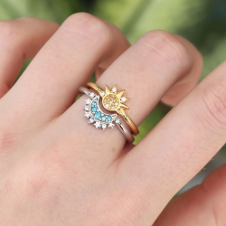 Mey İthalat® Pirinç Zirkon Taşlı 2li Ayarlanabilir Arkadaş Yüzüğü