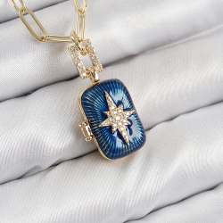 Mey İthalat® Pirinç Zirkon Taşlı Açılabilir Kutup Yıldızı Model Gold Renk Kadın Kolye