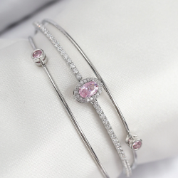 Mey İthalat® Pirinç Zirkon Taşlı Baget Model Gümüş Renk Kadın Bileklik