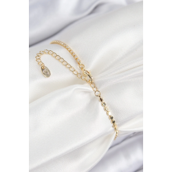 Mey İthalat® Pirinç Zirkon Taşlı Boncuk Model Ezme Zincir Gold Renk Kadın Bileklik
