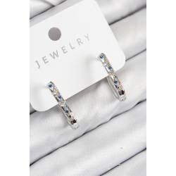 Mey İthalat® Pirinç Zirkon Taşlı Çiçek Desenli Model Gümüş Renk Kadın Küpe