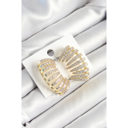 Mey İthalat® Pirinç Zirkon Taşlı Çoklu Görünümlü Model Gold Renk Kadın Küpe