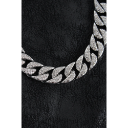 Mey İthalat® Pirinç Zirkon Taşlı Cuba Gurmet Model Gümüş Renk Erkek Kolye