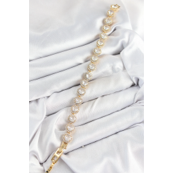 Mey İthalat® Pirinç Zirkon Taşlı Daire Baget Model Gold Renk VIP Seri Kadın Bileklik