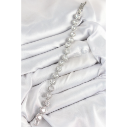 Mey İthalat® Pirinç Zirkon Taşlı Daire Baget Model Gümüş Renk VIP Seri Kadın Bileklik