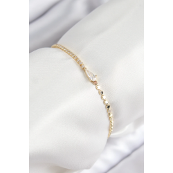 Mey İthalat® Pirinç Zirkon Taşlı Damla Model Ezme Zincir Gold Renk Kadın Bileklik