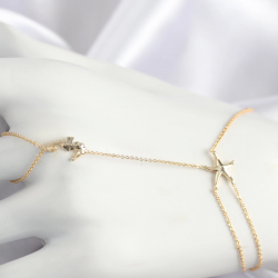 Mey İthalat® Pirinç Zirkon Taşlı Deniz Atı Ve Yıldız Model Gold Renk Şahmeran