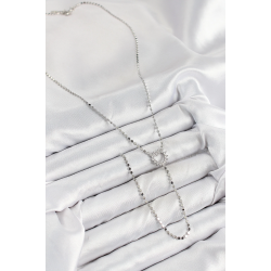 Mey İthalat® Pirinç Zirkon Taşlı Ezme Zincirli Kalp Model Gümüş Renk Y Kolye