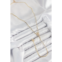 Mey İthalat® Pirinç Zirkon Taşlı Ezme Zincirli Kutup Yıldızı Model Gold Renk Y Kolye