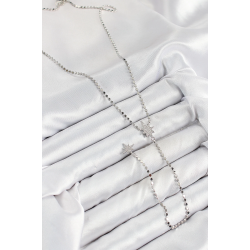 Mey İthalat® Pirinç Zirkon Taşlı Ezme Zincirli Kutup Yıldızı Model Gümüş Renk Y Kolye