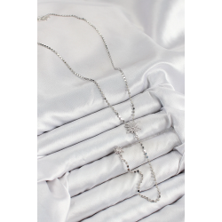 Mey İthalat® Pirinç Zirkon Taşlı Ezme Zincirli Kutup Yıldızı Model Gümüş Renk Y Kolye