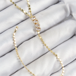 Mey İthalat® Pirinç Zirkon Taşlı Ezme Zincirli Model Gold Renk Y Kolye