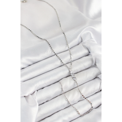 Mey İthalat® Pirinç Zirkon Taşlı Ezme Zincirli Model Gümüş Renk Y Kolye