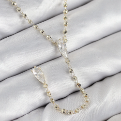 Mey İthalat® Pirinç Zirkon Taşlı Gold Renk Kadın Y Kolye