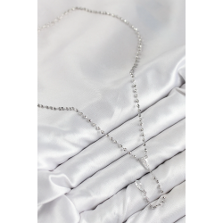 Mey İthalat® Pirinç Zirkon Taşlı Gümüş Renk Kadın Y Kolye