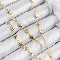 Mey İthalat® Pirinç Zirkon Taşlı Kalp Model Gold Renk Y Kolye