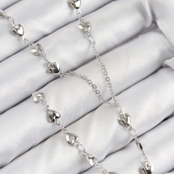 Mey İthalat® Pirinç Zirkon Taşlı Kalp Model Gümüş Renk Y Kolye