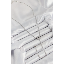 Mey İthalat® Pirinç Zirkon Taşlı Kalp Model Gümüş Renk  Y Kolye