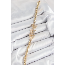 Mey İthalat® Pirinç Zirkon Taşlı Kelebek Model Gold Renk Kadın Bileklik