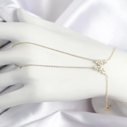 Mey İthalat® Pirinç Zirkon Taşlı Kelebek Model Gold Renk Şahmeran