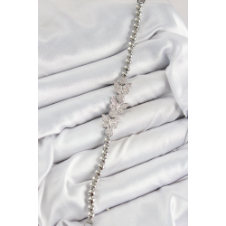 Mey İthalat® Pirinç Zirkon Taşlı Kelebek Model Gümüş Renk Kadın Bileklik