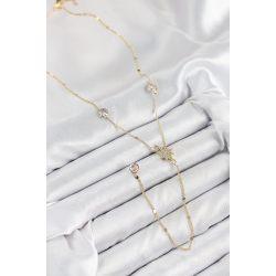 Mey İthalat® Pirinç Zirkon Taşlı Kutup Yıldızı Model Gold Renk Y Kolye