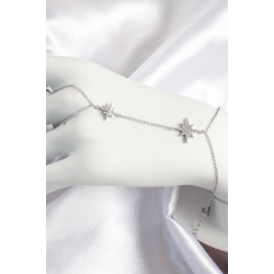 Mey İthalat® Pirinç Zirkon Taşlı Kutup Yıldızı Model Gümüş Renk Kadın Şahmeran