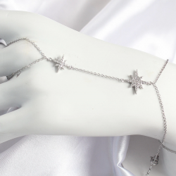 Mey İthalat® Pirinç Zirkon Taşlı Kutup Yıldızı Model Gümüş Renk Kadın Şahmeran