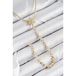 Mey İthalat® Pirinç Zirkon Taşlı Kutup Yıldızı Model Gümüş Renk Y Kolye