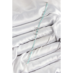 Mey İthalat® Pirinç Zirkon Taşlı Mavi Boncuklu Model Gümüş Renk Kadın Bileklik