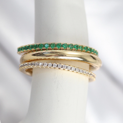 Mey İthalat® Pirinç Zirkon Taşlı Mix Renk 3'Lü Kadın Yüzük