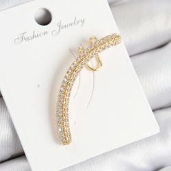 Mey İthalat® Pirinç Zirkon Taşlı Model Gold Renk Sağ Kıkırdak Küpe