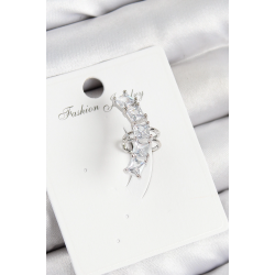 Mey İthalat® Pirinç Zirkon Taşlı Model Gümüş Renk Sağ Kıkırdak Küpe